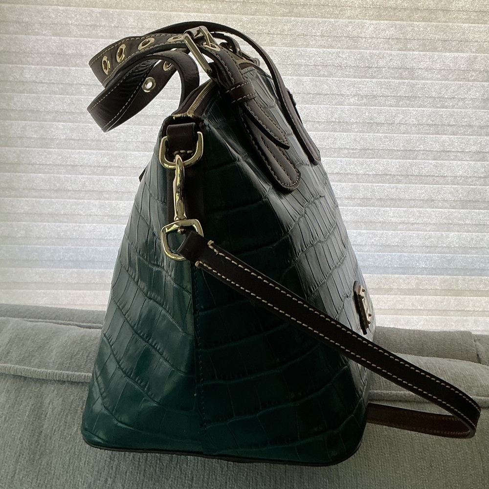Dooney & Bourke Teal Croc-Embossed Satchel - Picture 4 of 8